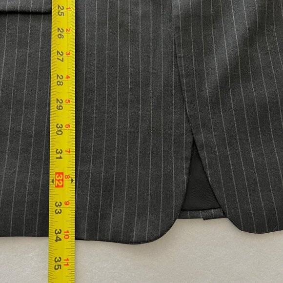 Hickey Freeman Men's Black Pinstripe Wool Blazer Jacket Coat Size 46 Long - Picture 12 of 12